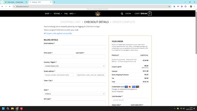 3Chi checkout page showing 3Chi coupon code box | Screenshot taken by SimplyCodes community member on Jul 30, 2025