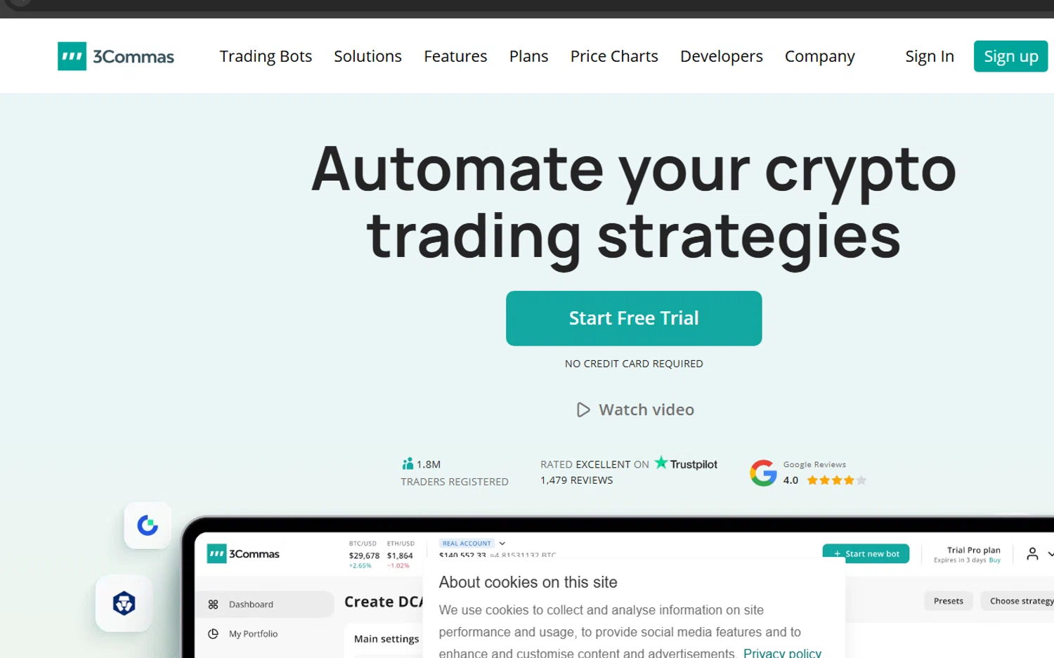 3Commas promo code screenshot showing code tc854174 applied at 3Commas checkout page. Uploaded by SimplyCodes community member LieutenantGhost on Apr 3, 2025