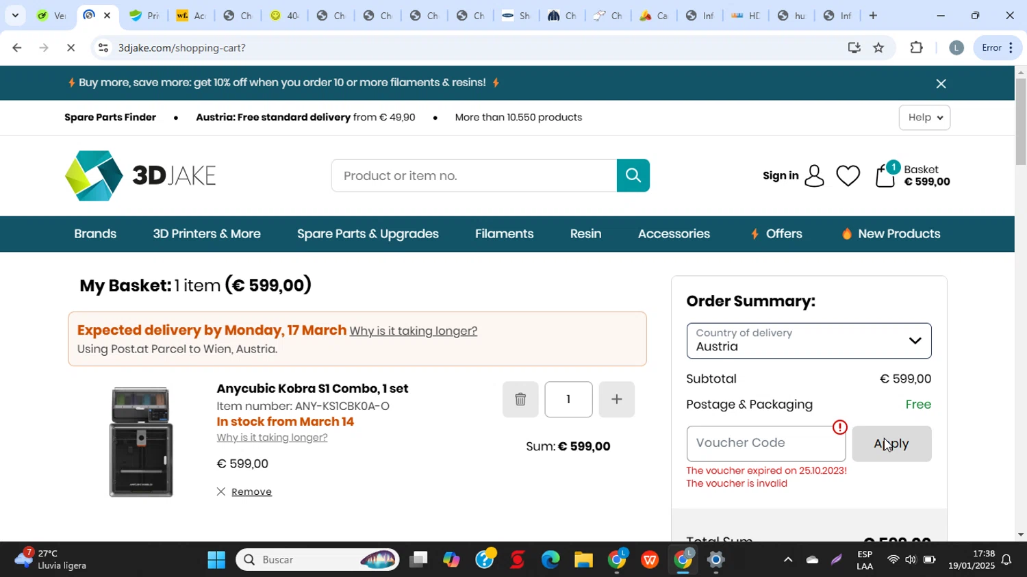 3DJAKE promo code screenshot showing code Shopnow-23 applied at 3DJAKE checkout page. Uploaded by SimplyCodes community member VoucherPhoenix3332 on Jan 19, 2025