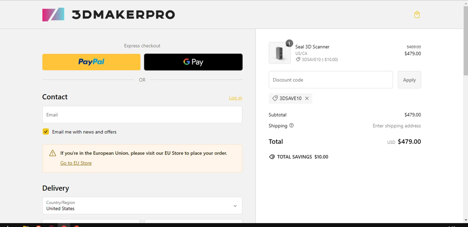 where to use 3DMakerPro promo code box