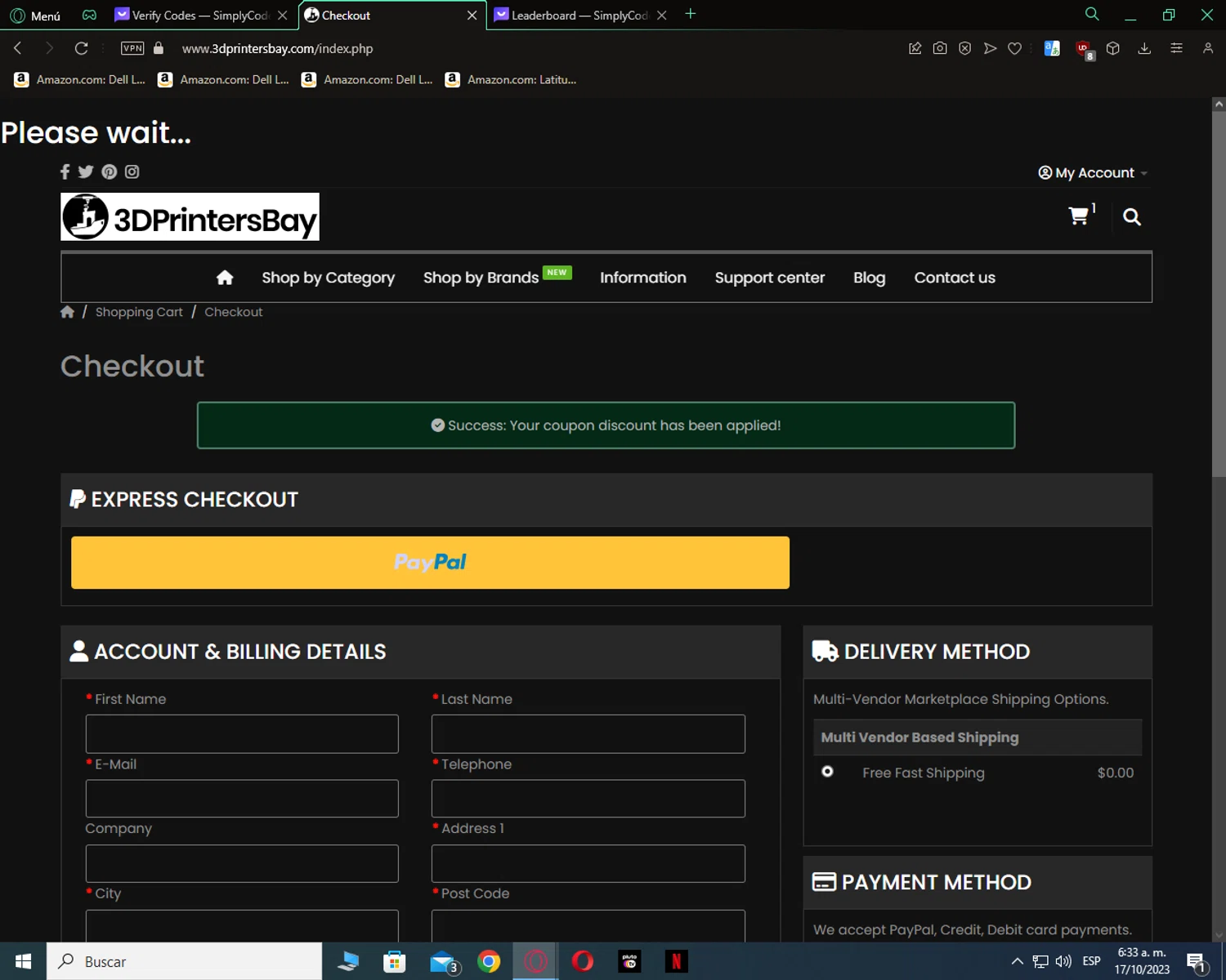 where to use 3dprintersbay promo code box