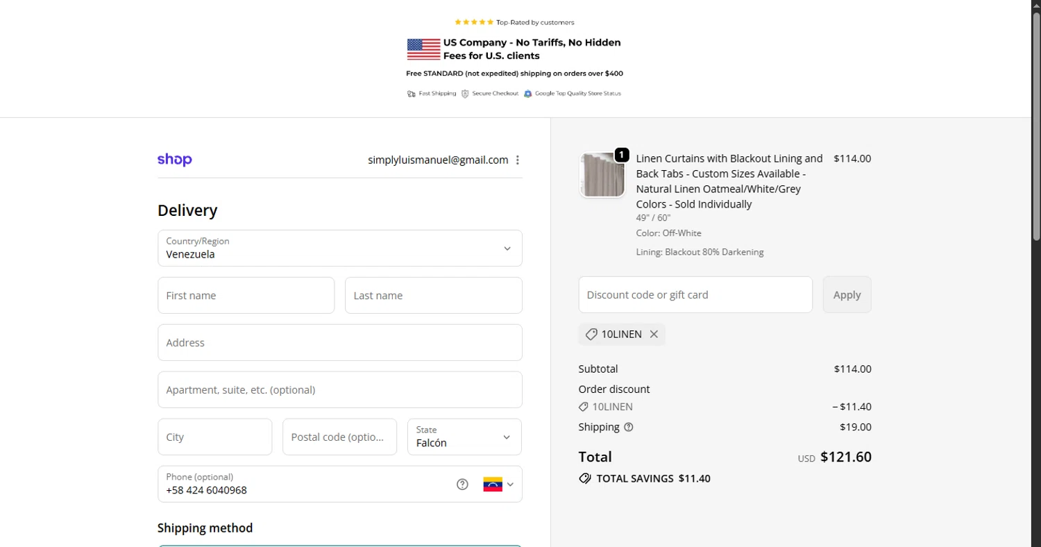 3HLinen discount code screenshot showing code 10LINEN applied at 3HLinen checkout page. Uploaded by SimplyCodes community member CouponHero3179 on Oct 12, 2025
