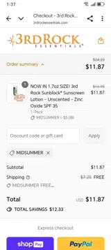 MIDSUMMER coupon verification screenshot