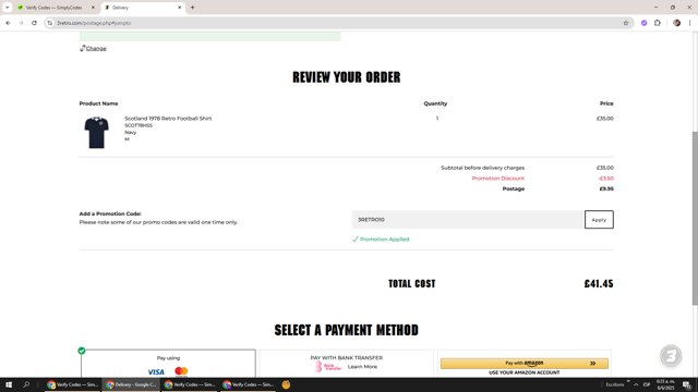 3Retro checkout page showing 3Retro promo code box | Screenshot taken by SimplyCodes community member on Jun 8, 2025