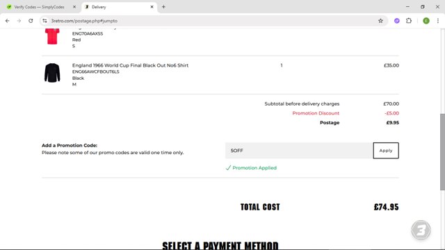 3Retro checkout page showing 3Retro promo code box | Screenshot taken by SimplyCodes community member on Jun 4, 2025