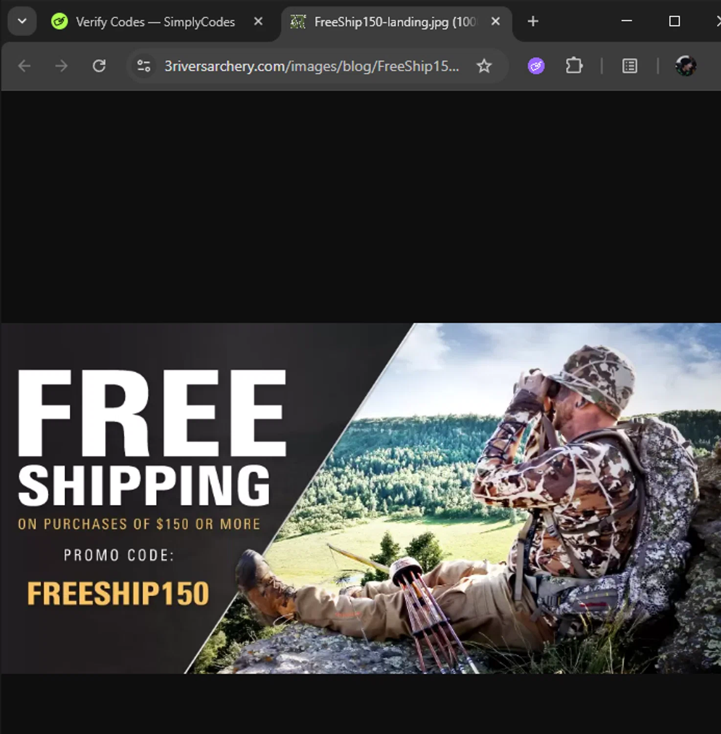 3Rivers Archery checkout page showing 3Rivers Archery promo code box | Screenshot taken by SimplyCodes community member on Jan 9, 2026