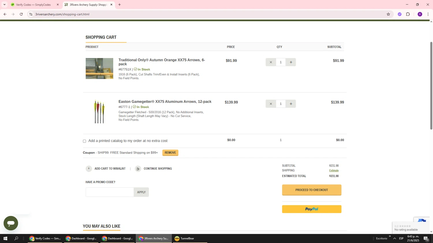 3Rivers Archery promo code screenshot showing code SHIP99 applied at 3Rivers Archery checkout page. Uploaded by SimplyCodes community member ukemochi on Jun 21, 2025