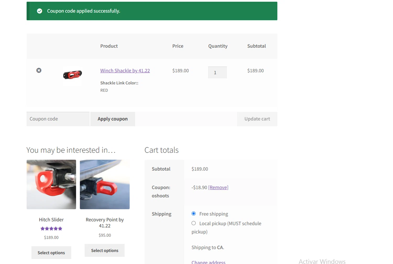 41.22 Inc. promo code screenshot showing code oshoots applied at 41.22 Inc. checkout page. Uploaded by SimplyCodes community member VoucherVirtuoso2520 on Nov 3, 2025