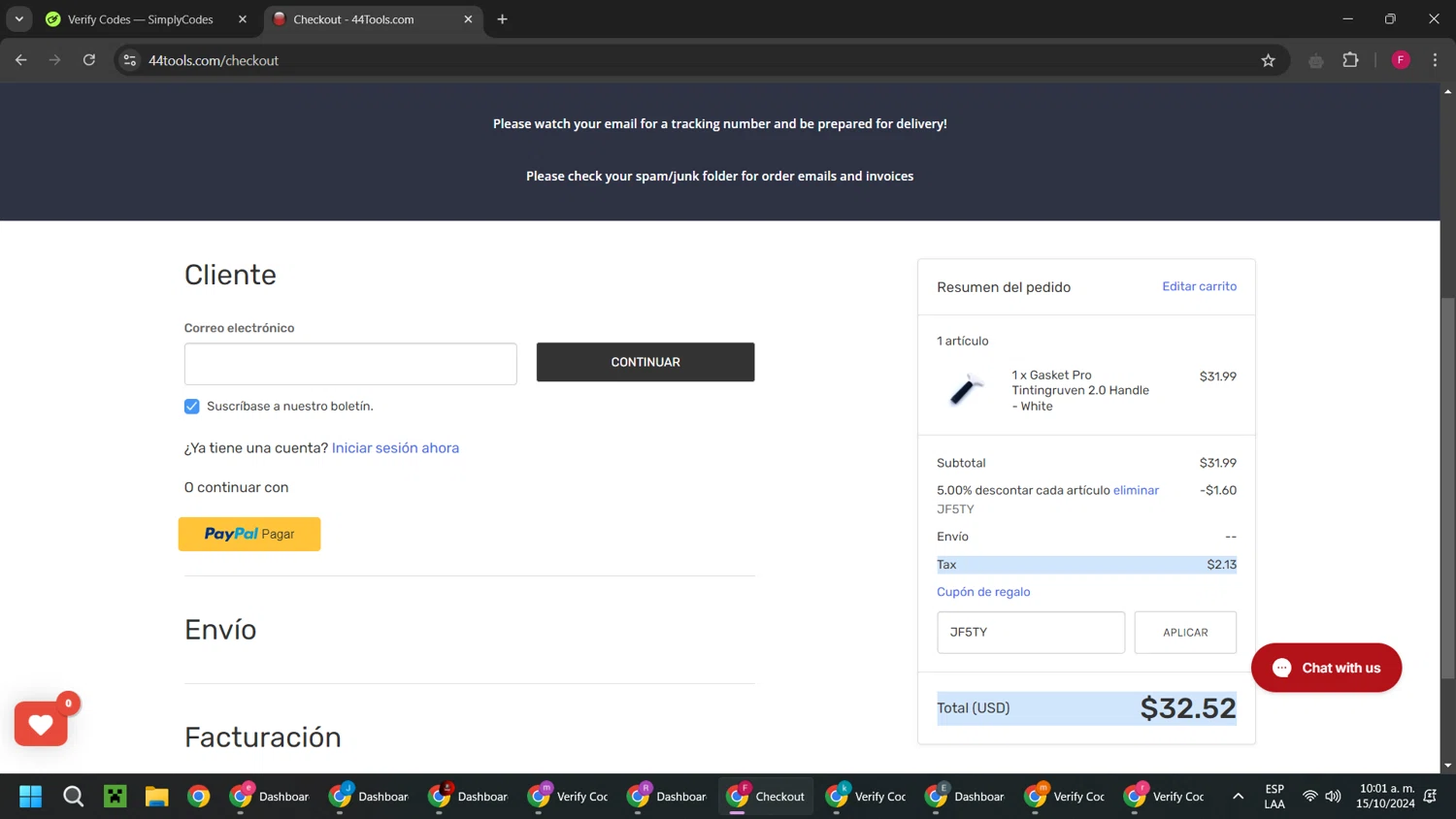 where to use 44Tools promo code box