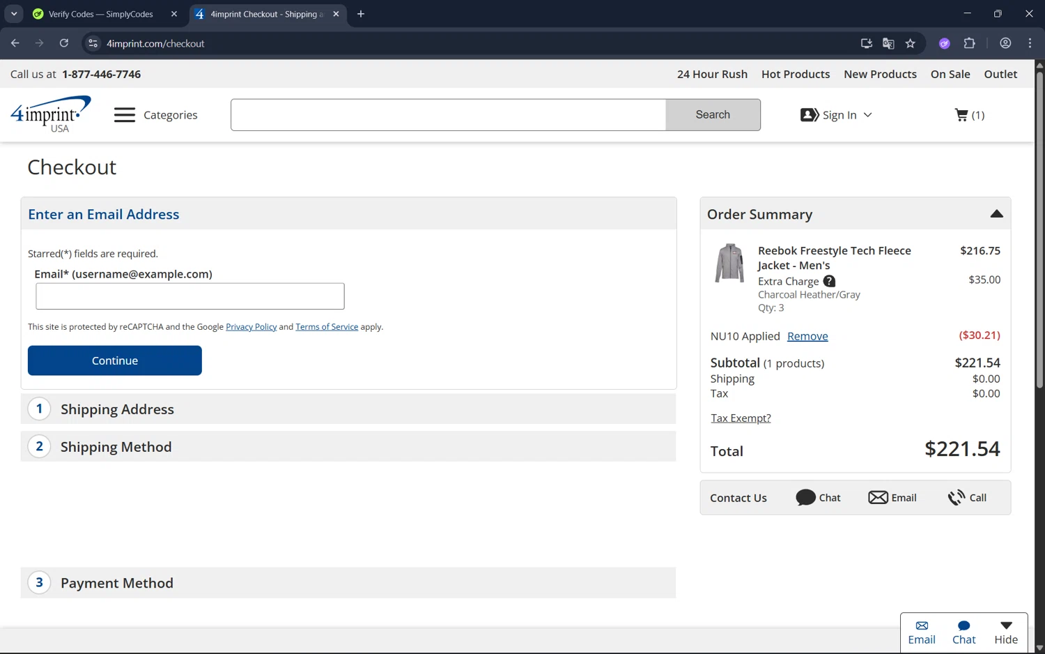 4imprint promo code screenshot showing code NU10 applied at 4imprint checkout page. Uploaded by SimplyCodes community member juan1702 on Aug 29, 2025
