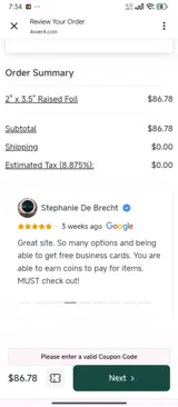 D74916B coupon verification screenshot