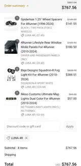 4Runner Lifestyle coupon verification screenshot