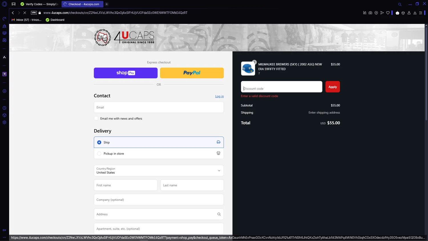 4U Caps promo code screenshot showing code 4U05 applied at 4U Caps checkout page. Uploaded by SimplyCodes community member VictoriousCaptain3902 on Mar 29, 2025