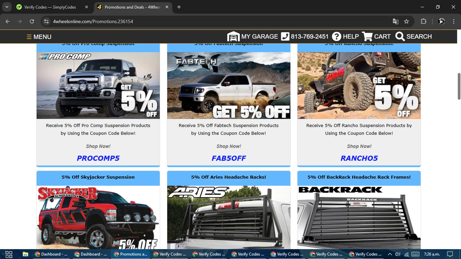 4 Wheel Online coupon code screenshot showing code FAB5OFF applied at 4 Wheel Online checkout page. Uploaded by SimplyCodes community member SavvyChaser6563 on Jan 22, 2025