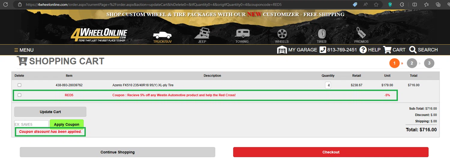 how to use 4wheelonline coupons