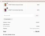 WELCOME25 coupon verification screenshot