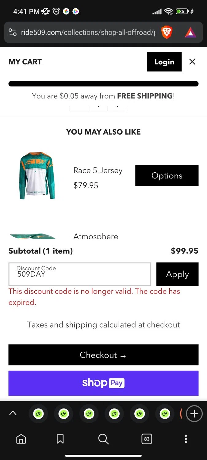 509 discount code screenshot showing code 509DAY applied at 509 checkout page. Uploaded by SimplyCodes community member Dejadepicharme on Jun 23, 2025