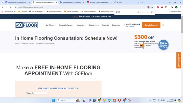 50Floor checkout page showing 50Floor promo code box | Screenshot taken by SimplyCodes community member on Apr 17, 2024