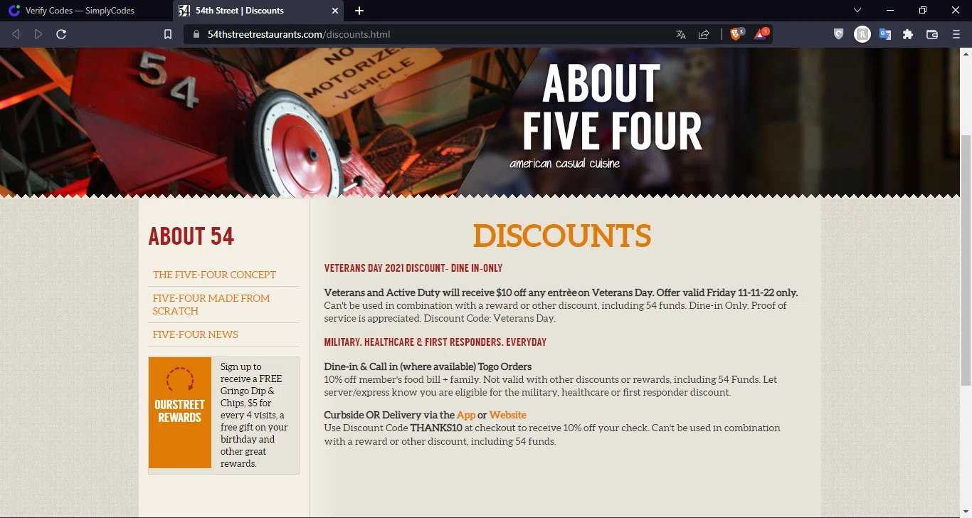 54th Street checkout page showing 54th Street coupon code box | Screenshot taken by SimplyCodes community member on Mar 8, 2023
