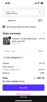 WELCOMEBONUS coupon verification screenshot