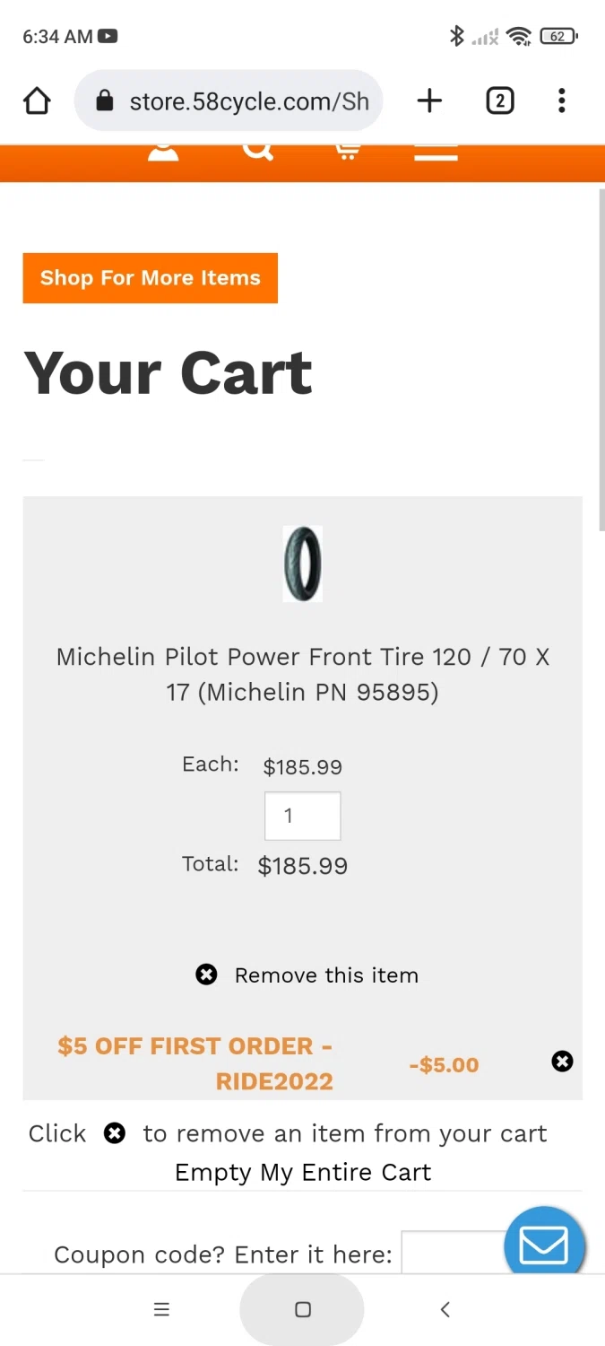 where to use 58cycle promo code box