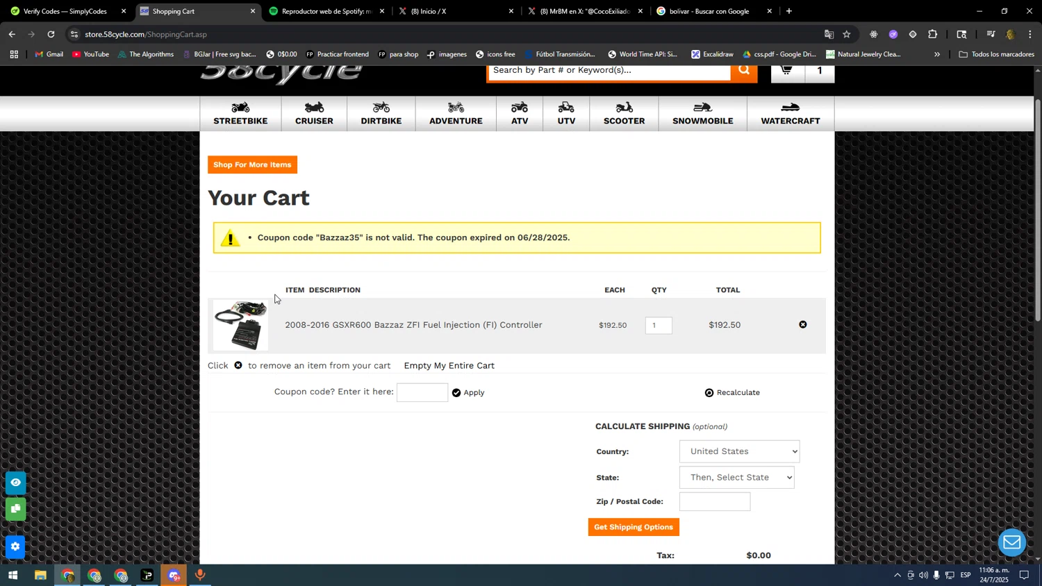 58cycle promo code screenshot showing code BAZZAZ35 applied at 58cycle checkout page. Uploaded by SimplyCodes community member SOOOOOOOOOOOOOOOOOOOOOOO on Jul 24, 2025