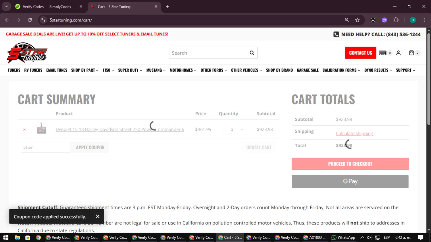 5 Star Tuning checkout page showing 5 Star Tuning coupon code box | Screenshot taken by SimplyCodes community member on Jan 3, 2026