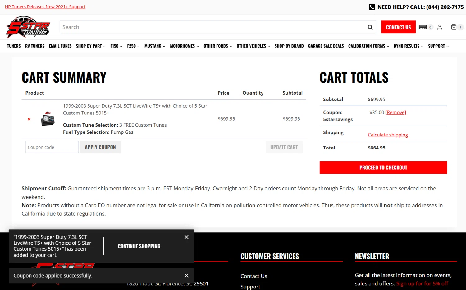 5 Star Tuning coupon code screenshot showing code 5STARSAVINGS applied at 5 Star Tuning checkout page. Uploaded by SimplyCodes community member tienesque on Jul 25, 2025