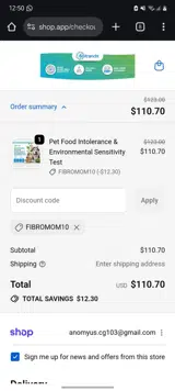 FIBROMOM10 coupon verification screenshot