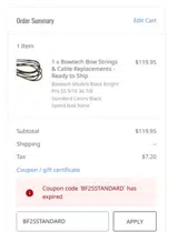BF25STANDARD coupon verification screenshot