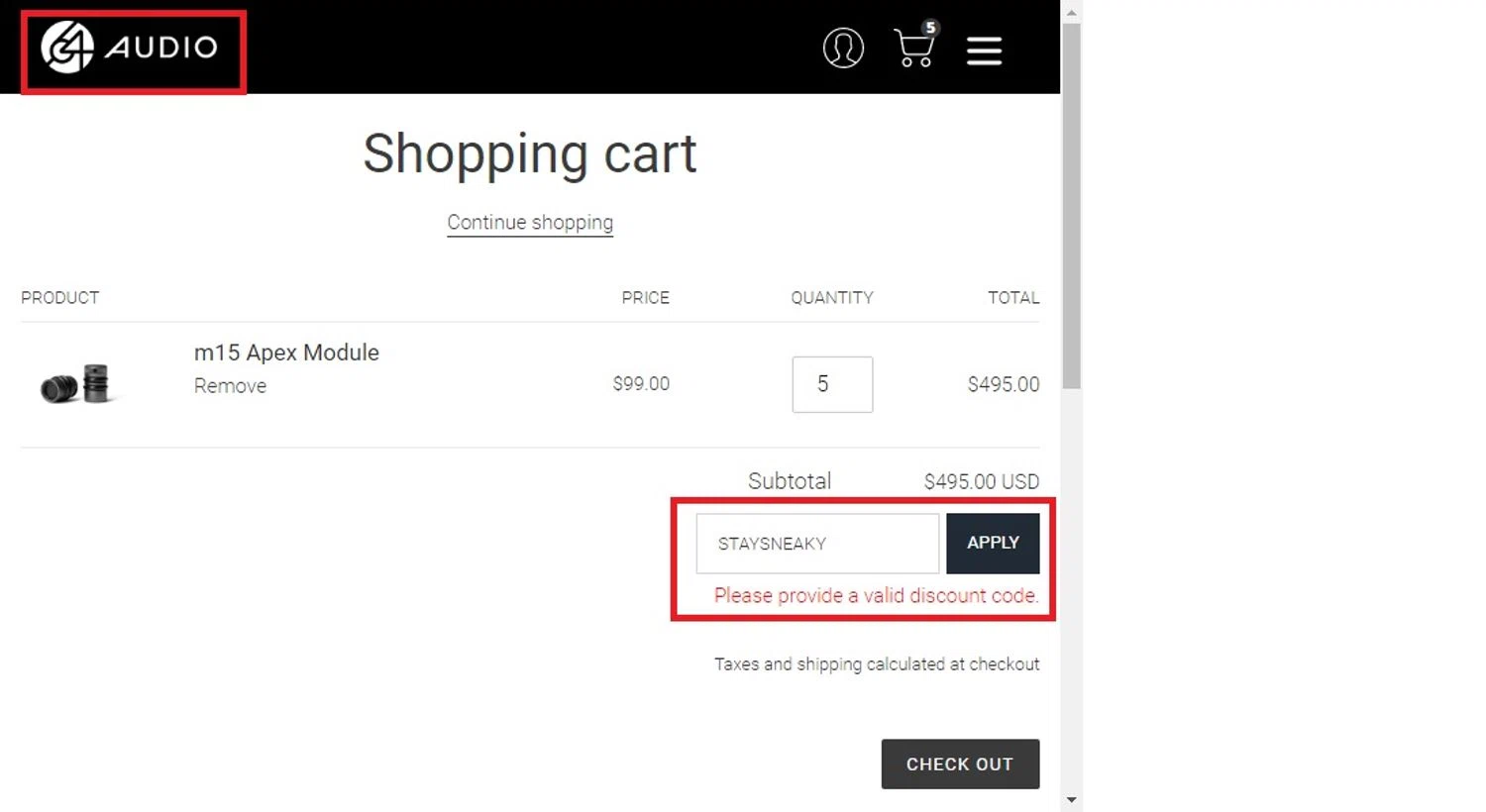 64 Audio discount code screenshot showing code STAYSNEAKY applied at 64 Audio checkout page. Uploaded by SimplyCodes community member leninandrea on Jun 11, 2025