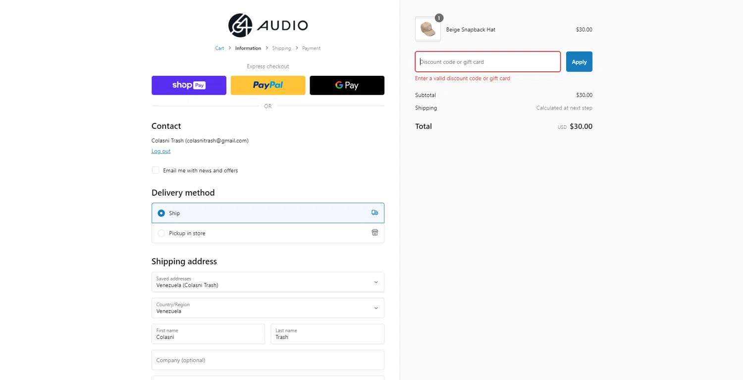 64 Audio discount code screenshot showing code {INSTAGRAM}192 applied at 64 Audio checkout page. Uploaded by SimplyCodes community member VoucherLynx1047 on Feb 17, 2025