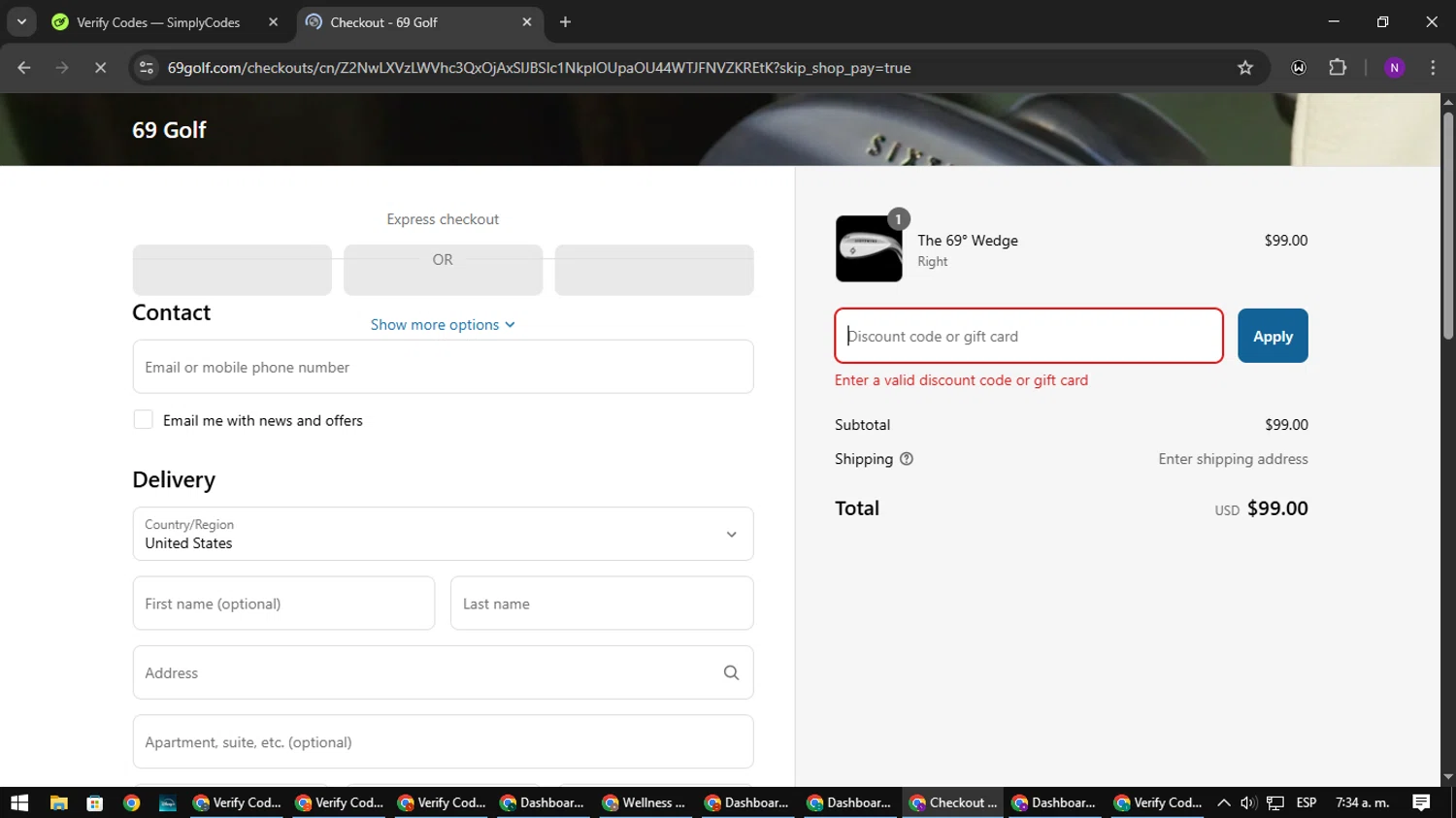 69 Golf discount code screenshot showing code BarbellsAndBogeys applied at 69 Golf checkout page. Uploaded by SimplyCodes community member NATAAAAAANAELCANO on Apr 8, 2025