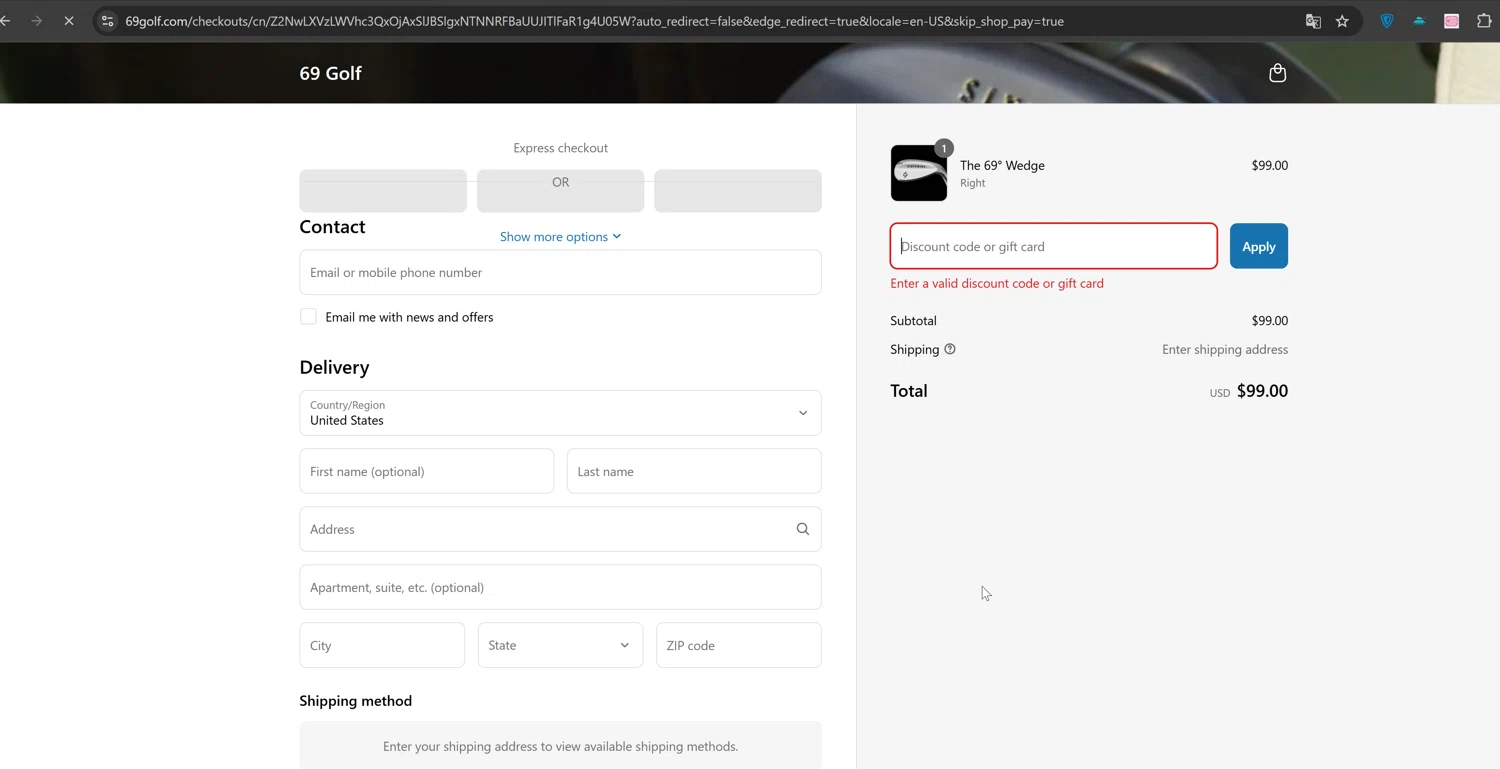 69 Golf discount code screenshot showing code BarbellsAndBogeys applied at 69 Golf checkout page. Uploaded by SimplyCodes community member ValiantTiger4704 on Apr 8, 2025