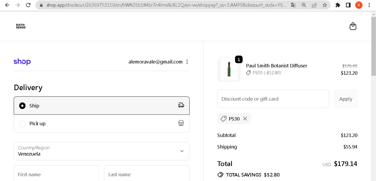 6ixth Sense promo code screenshot showing code PS30 applied at 6ixth Sense checkout page. Uploaded by SimplyCodes community member CodeMaven2856 on Sep 17, 2025
