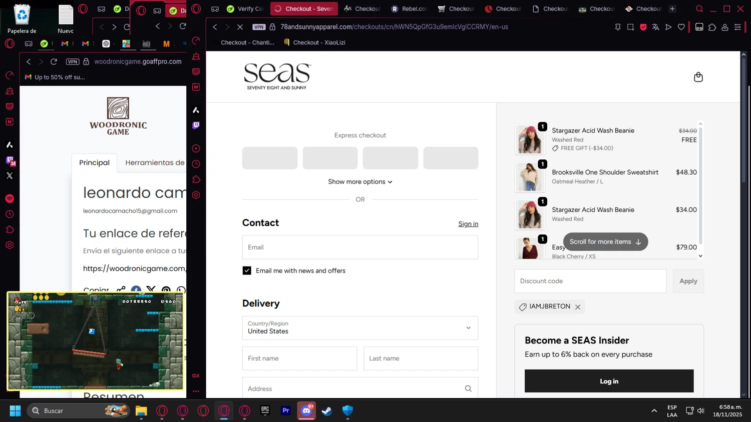 78 & SUNNY promo code screenshot showing code IAMJBRETON applied at 78 & SUNNY checkout page. Uploaded by SimplyCodes community member Halanweik on Nov 18, 2025