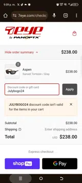 Julybogo24 coupon verification screenshot