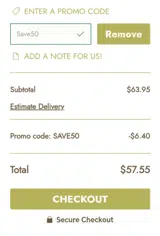 Save50 coupon verification screenshot