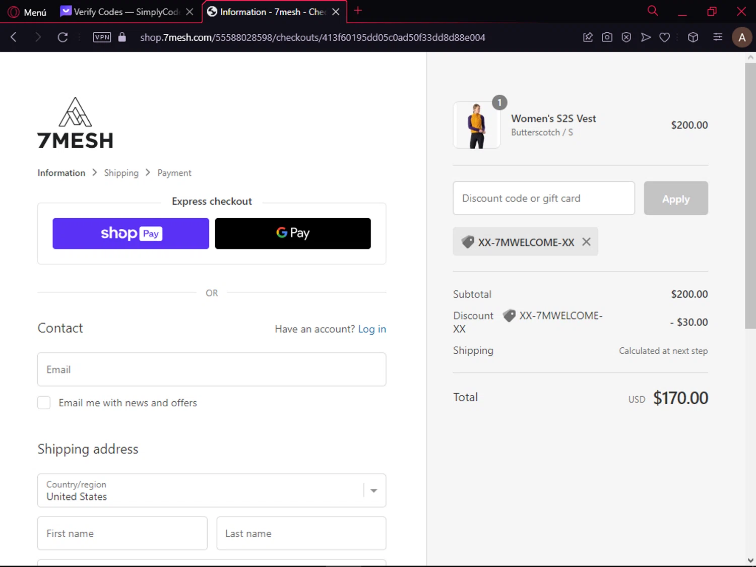 7Mesh checkout page showing 7Mesh discount code box | Screenshot taken by SimplyCodes community member on Mar 3, 2024