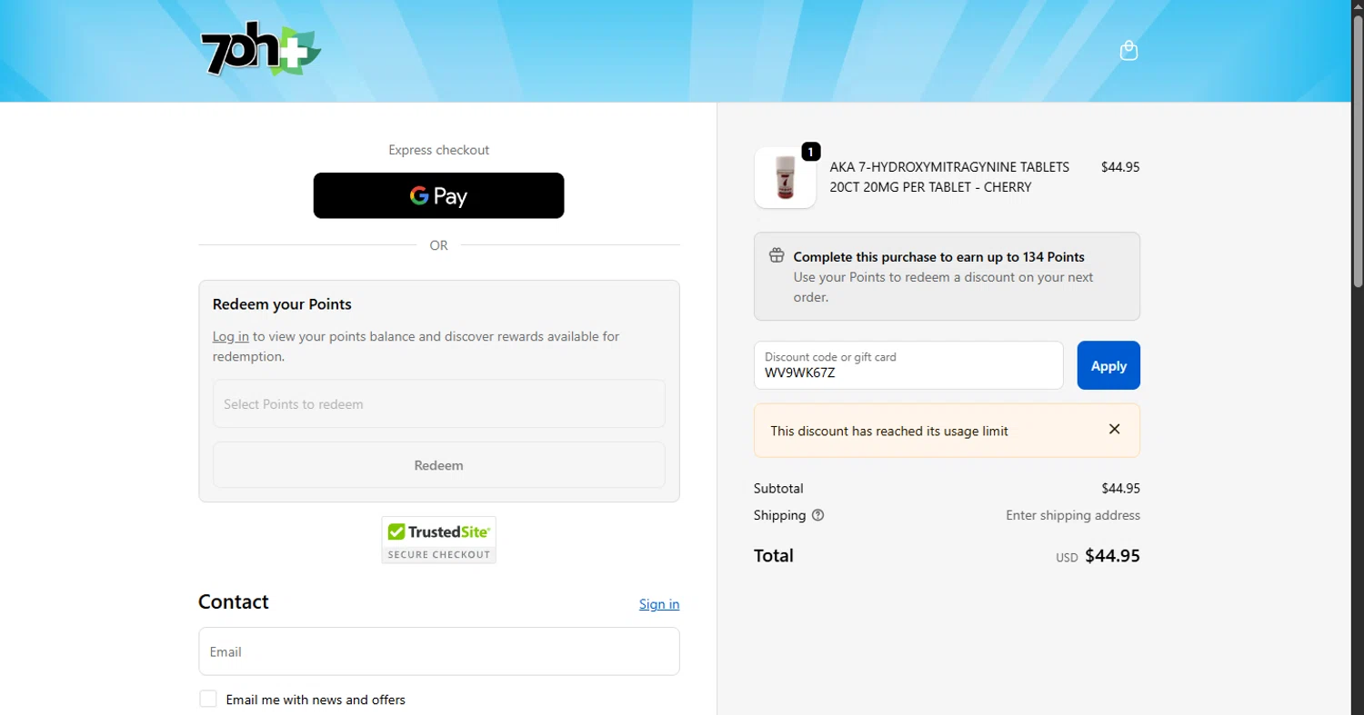 7OH+ promo code screenshot showing code WV9WK67Z applied at 7OH+ checkout page. Uploaded by SimplyCodes community member MagnificentTiger8908 on Dec 13, 2025