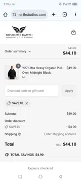 SAVE10 coupon verification screenshot