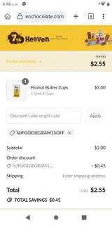 NJFOODIEGRAM15OFF coupon verification screenshot