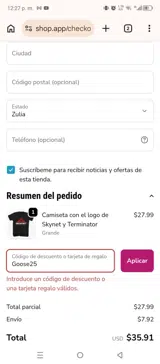 Goose25 coupon verification screenshot