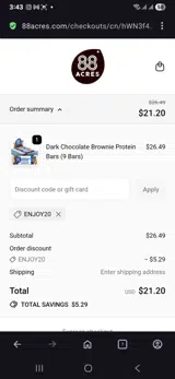 Enjoy20 coupon verification screenshot