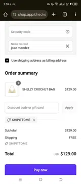 SHIPITTOME coupon verification screenshot