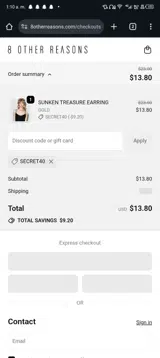 SECRET40 coupon verification screenshot