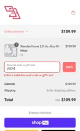 JULY4 coupon verification screenshot
