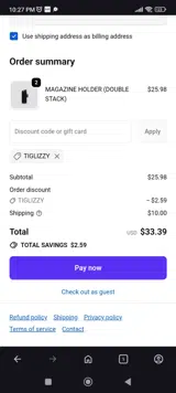 TIGLIZZY coupon verification screenshot