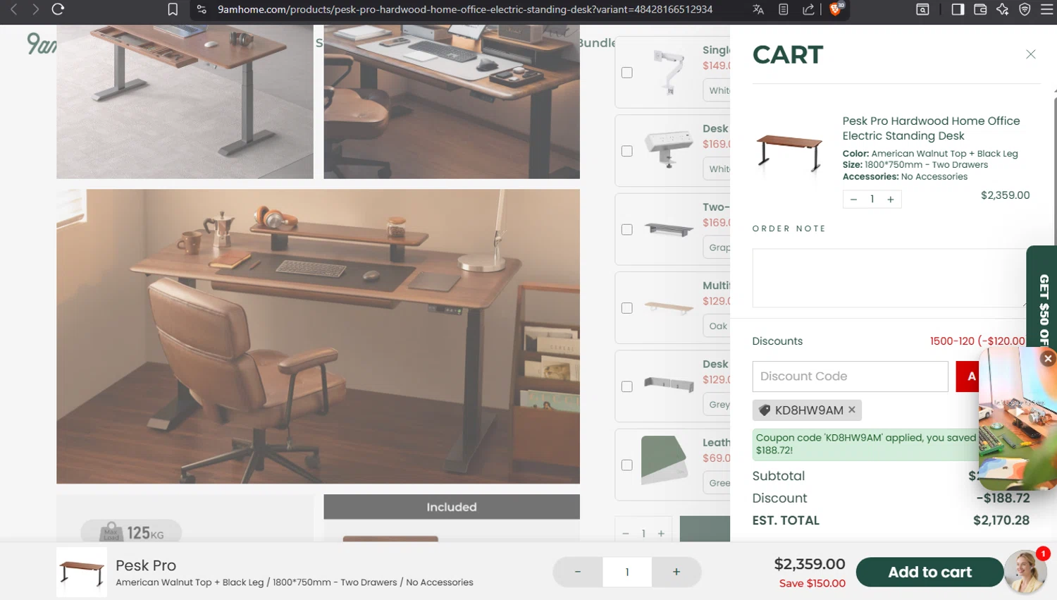 9am HOME promo code screenshot showing code KD8HW9AM applied at 9am HOME checkout page. Uploaded by SimplyCodes community member crischidy25 on Sep 25, 2025