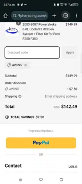 9PHX Racing coupon verification screenshot